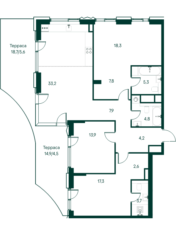 4 ккв (Евро) 129,1 м²