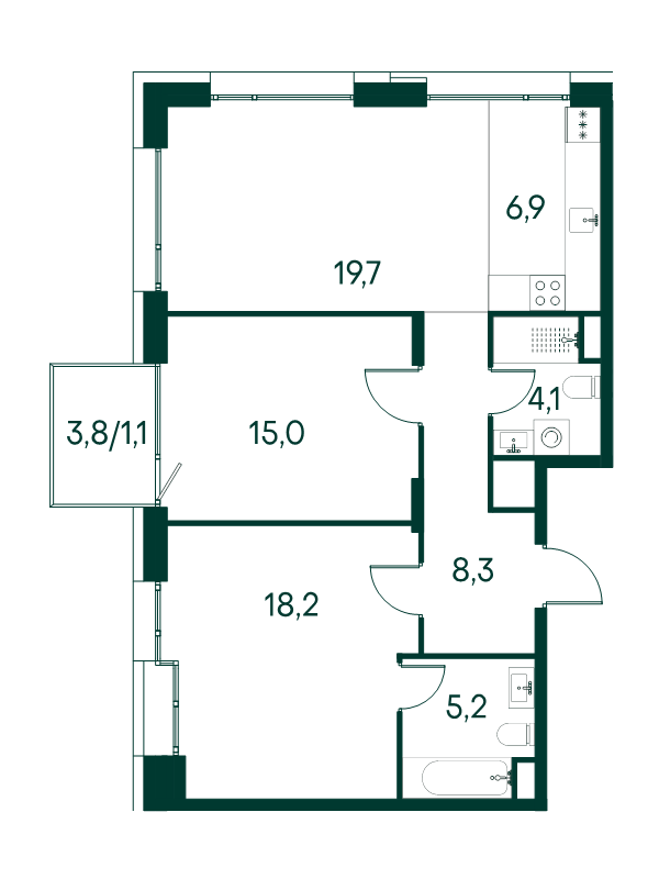 3 ккв (Евро) 78,5 м²
