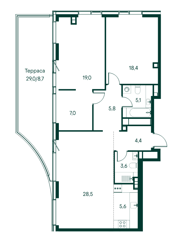3 ккв (Евро) 106,1 м²