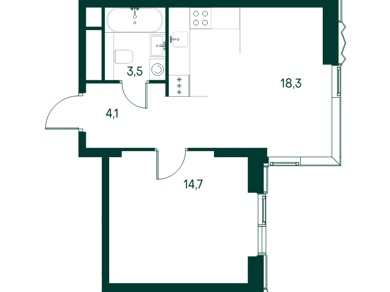 2 ккв (Евро) 40,6 м²