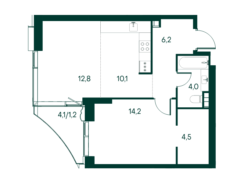 2 ккв (Евро) 53 м²