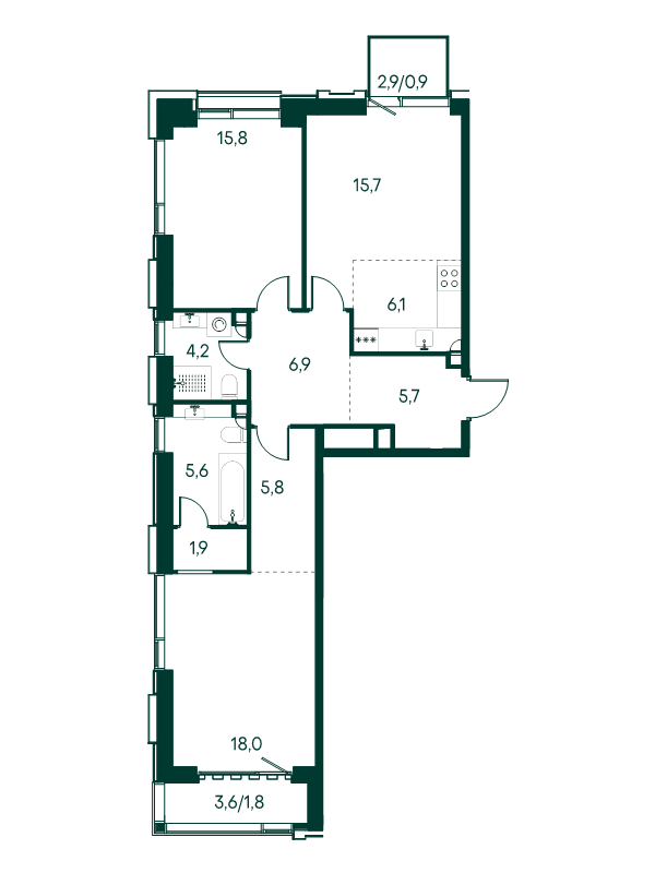3 ккв (Евро) 88,4 м²