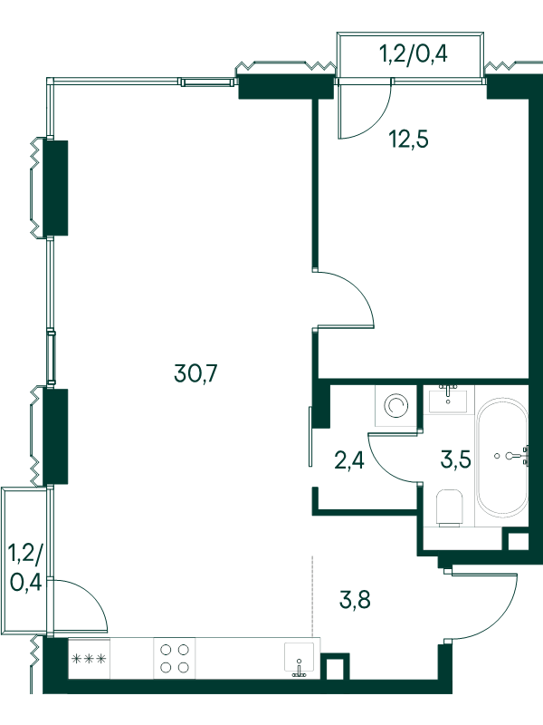 2 ккв (Евро) 53,7 м²