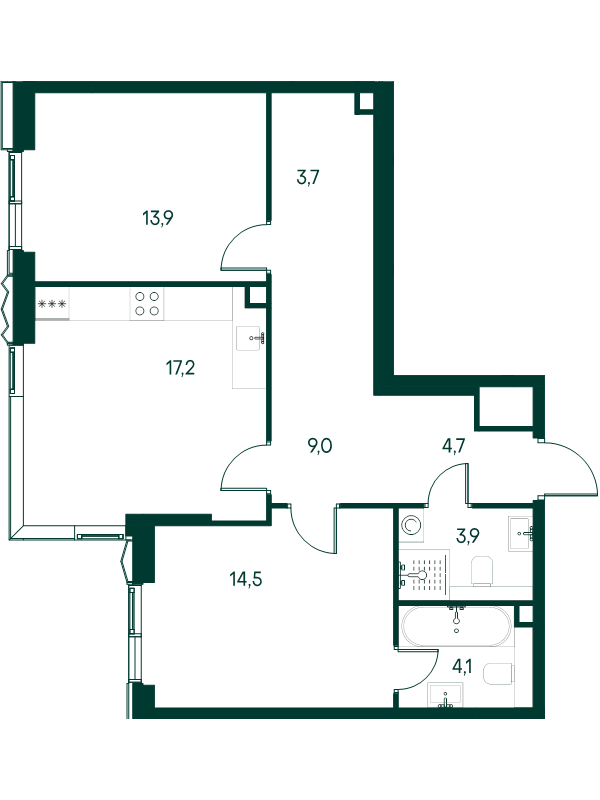 3 ккв (Евро) 71 м²