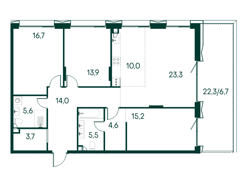 4 ккв (Евро) 119,2 м²