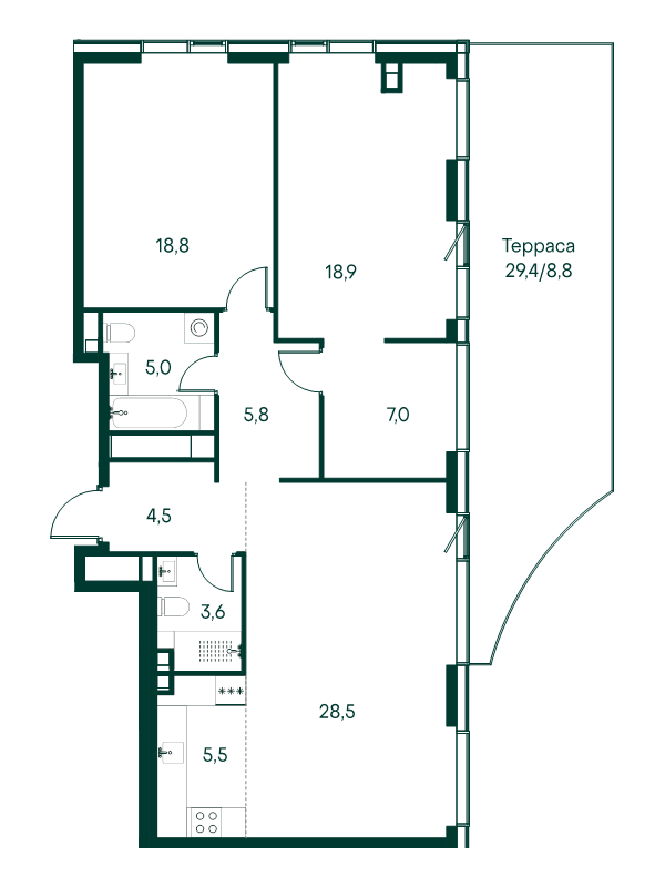 3 ккв (Евро) 106,4 м²
