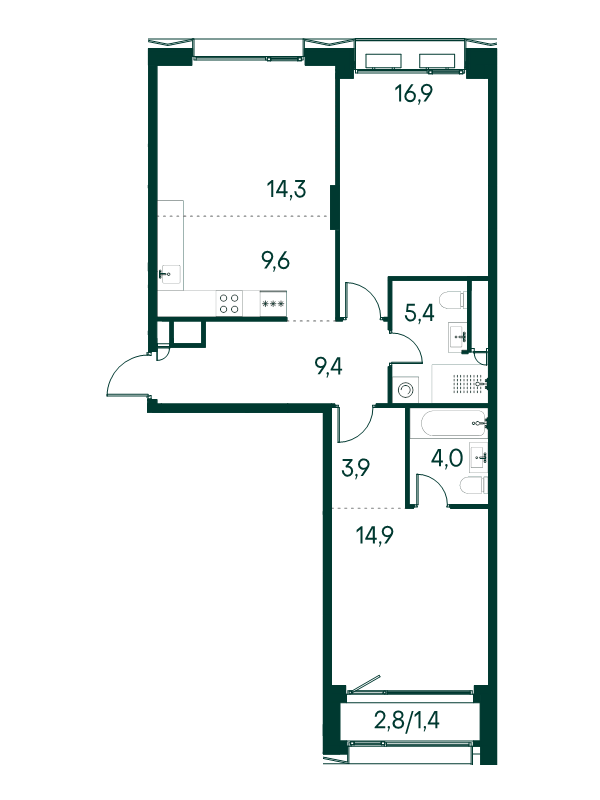 3 ккв (Евро) 79,8 м²