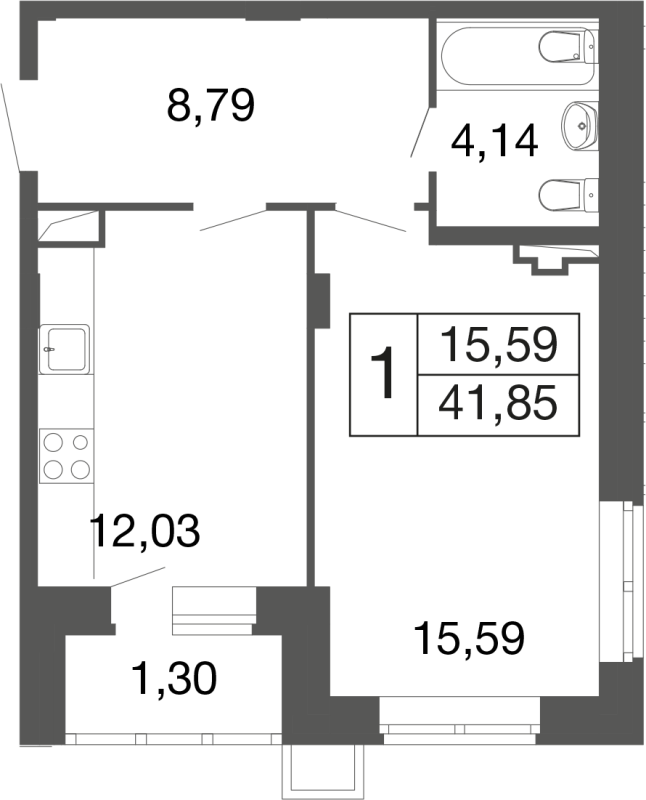 1 ккв 41,9 м²