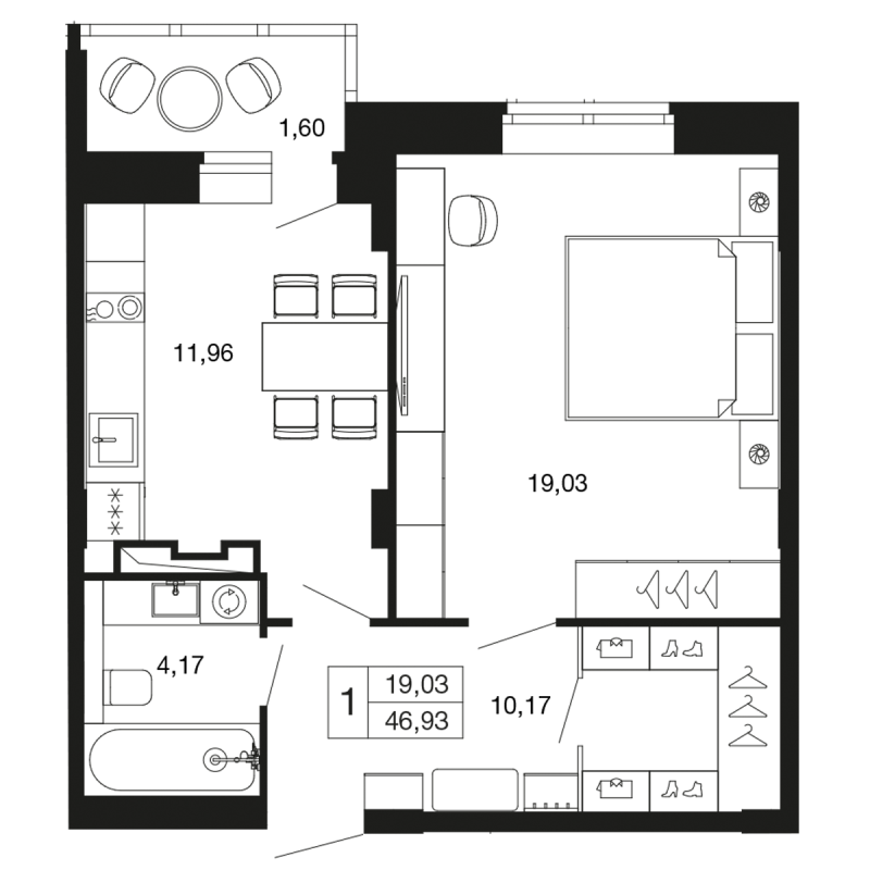1 ккв 46,9 м²