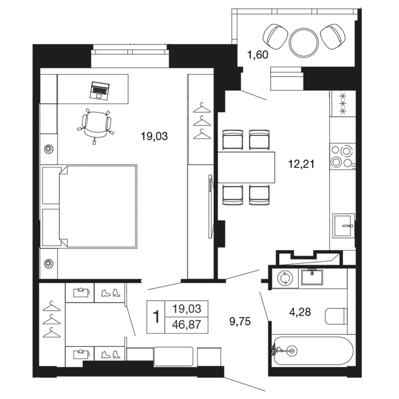 1 ккв 46,9 м²