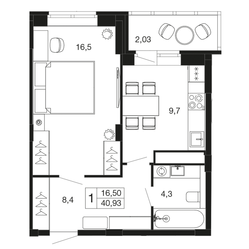 1 ккв 40,9 м²
