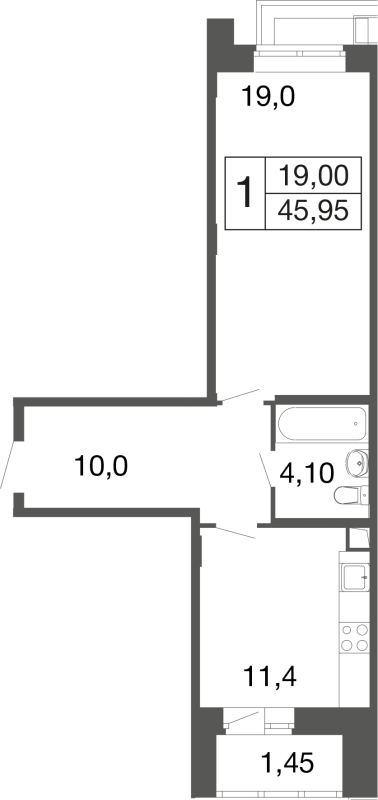 1 ккв 45,9 м²