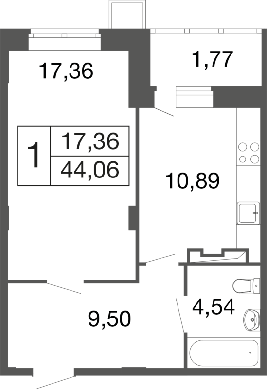 1 ккв 44,1 м²