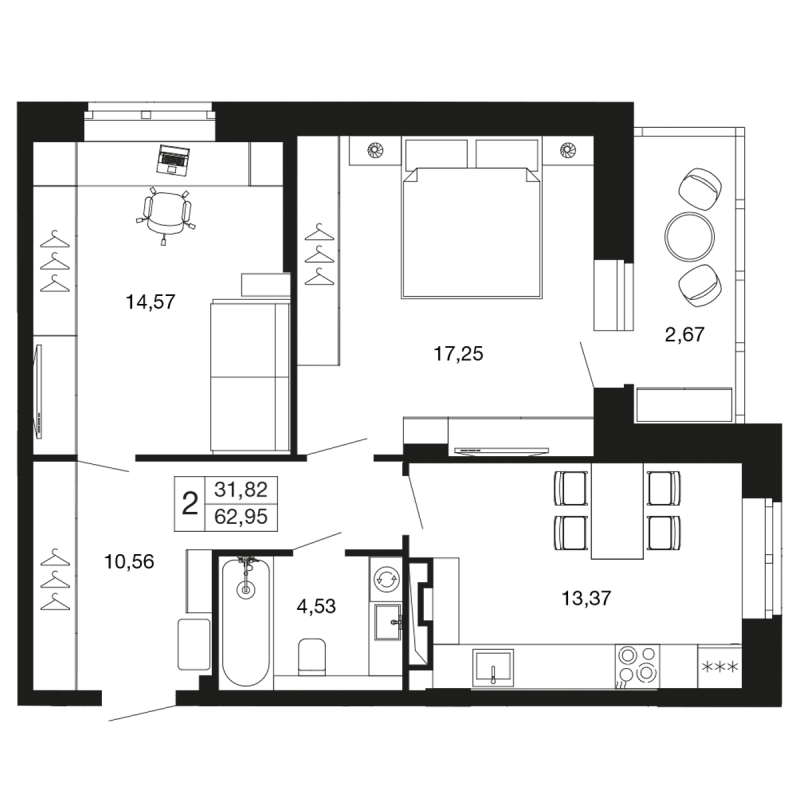 2 ккв 63 м²