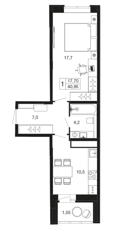 1 ккв 41 м²