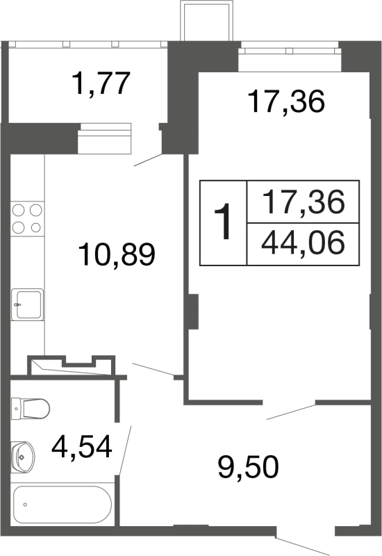 1 ккв 44,1 м²