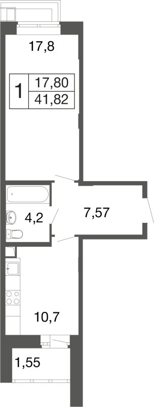 1 ккв 41,8 м²