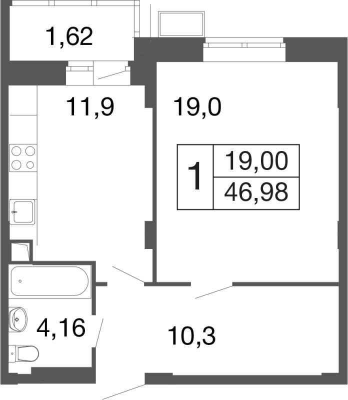 1 ккв 46,9 м²