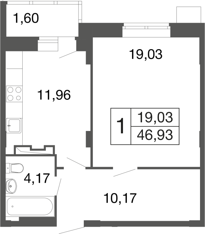 1 ккв 46,9 м²