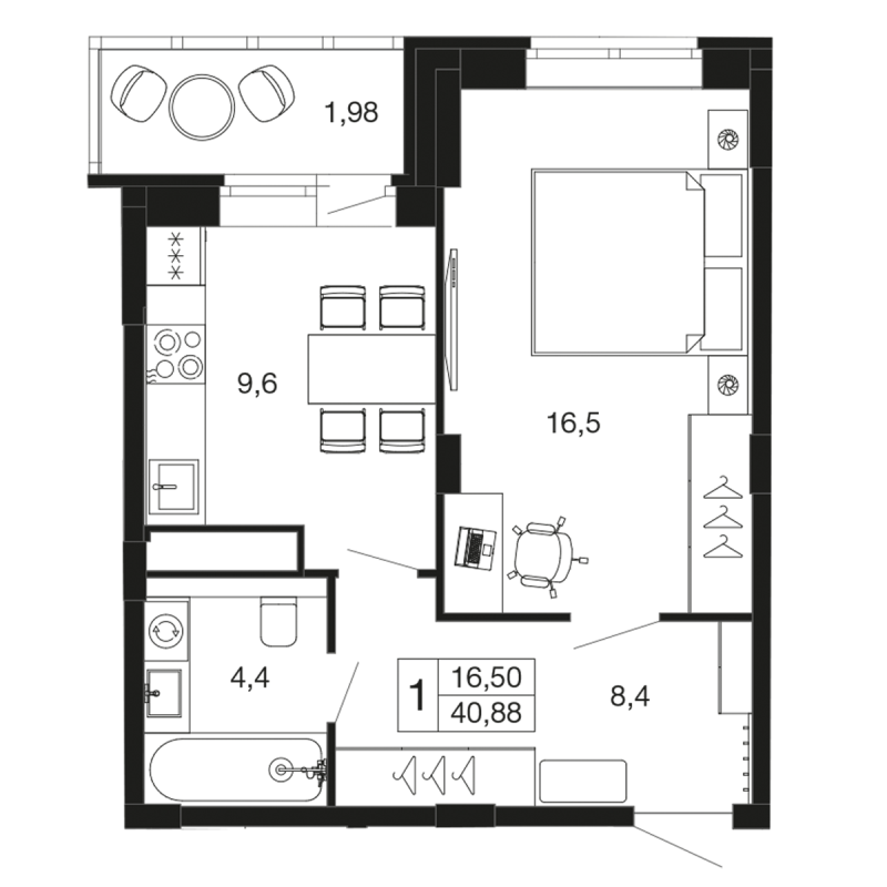 1 ккв 40,3 м²