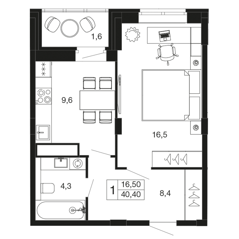 1 ккв 40,4 м²