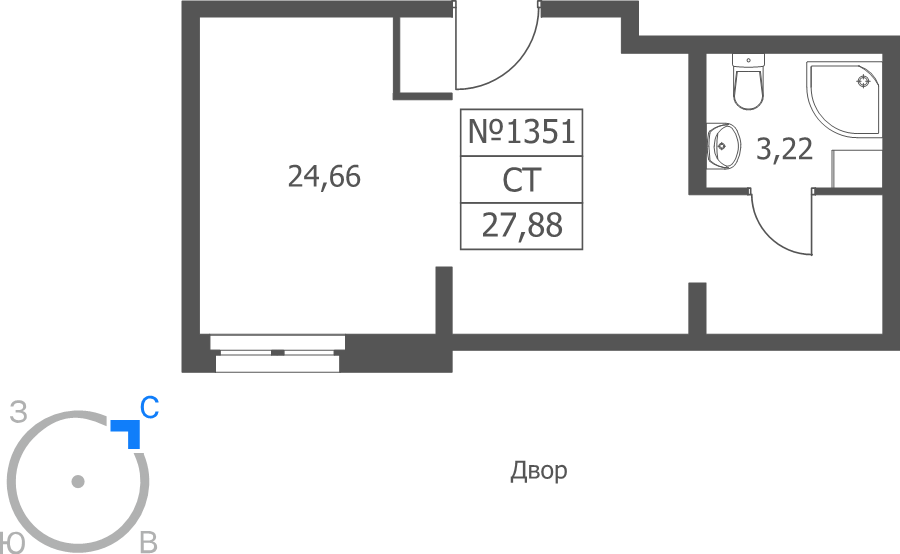 Студия 27,9 м²