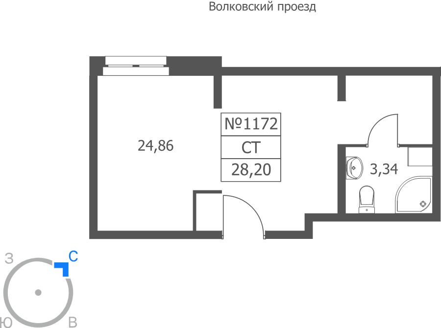 Студия 28,2 м²