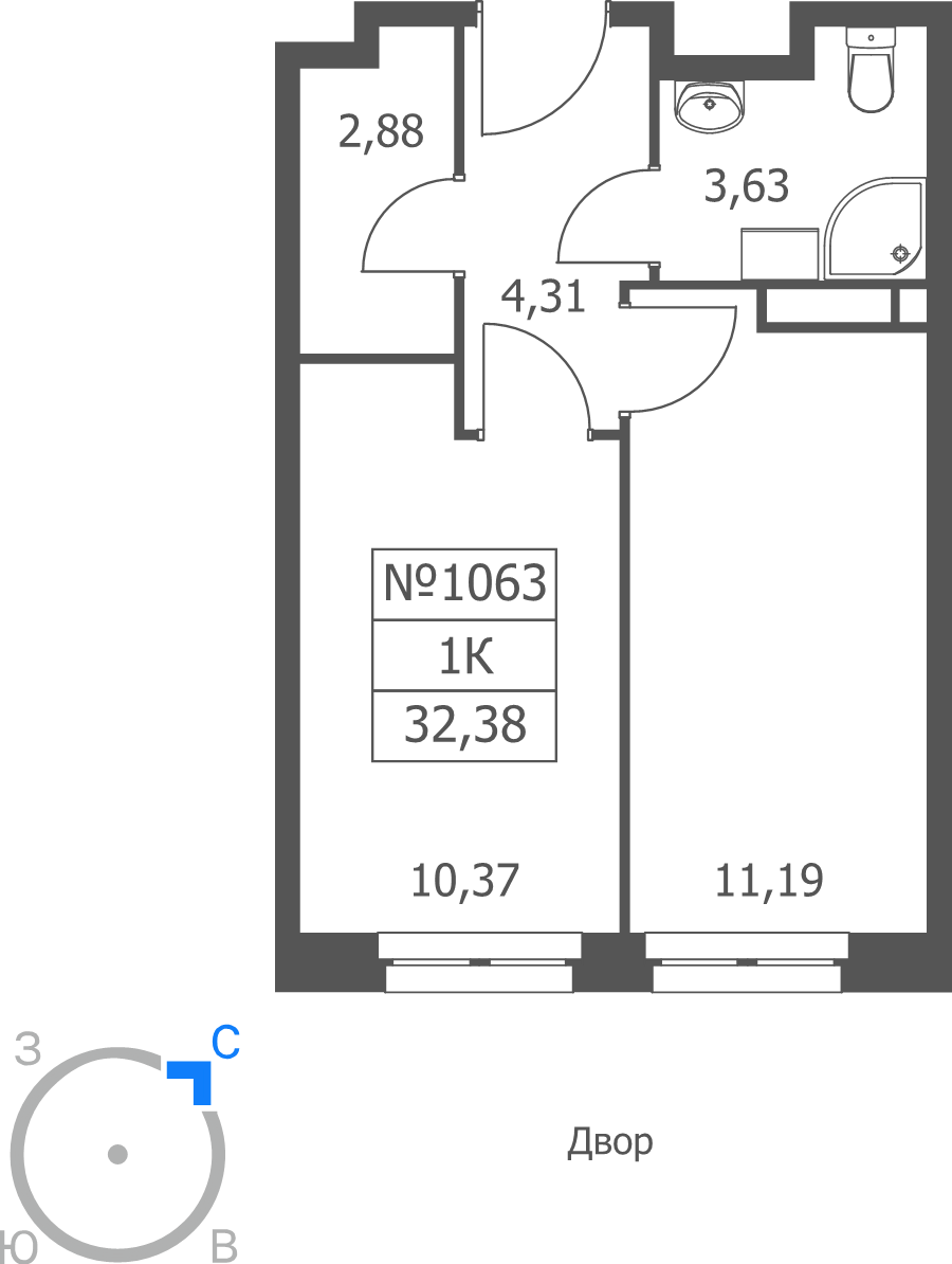 1 ккв 32,4 м²
