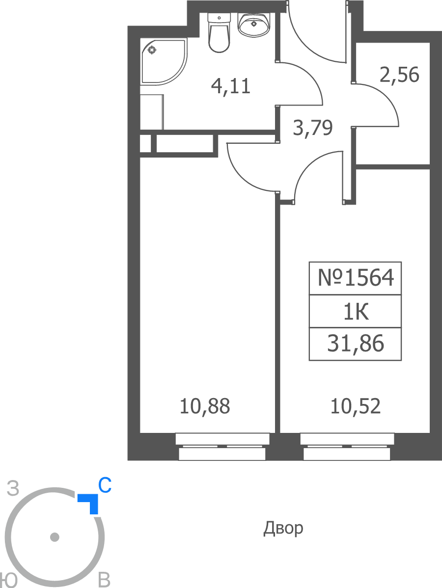 1 ккв 31,9 м²