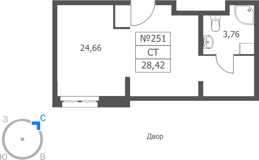 Студия 28,4 м²