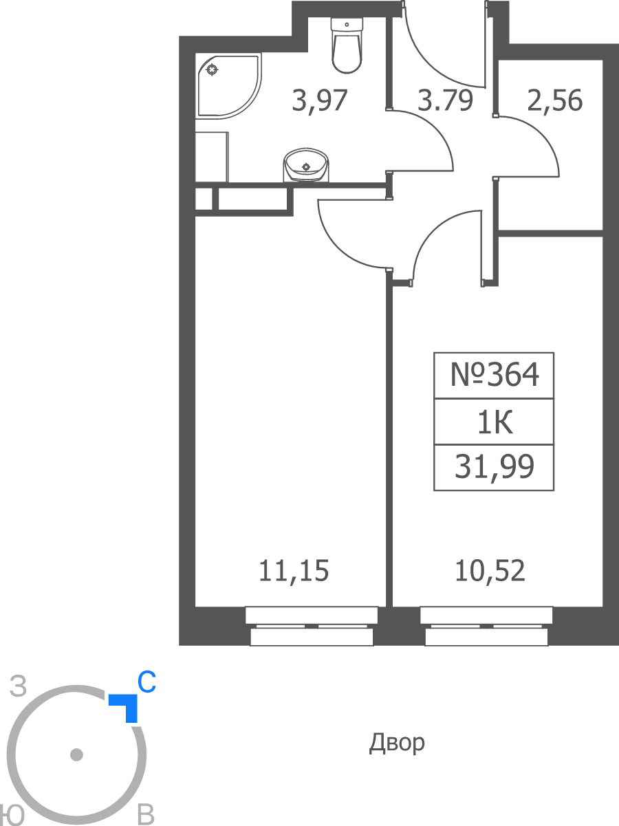 1 ккв 32 м²