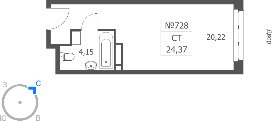 Студия 24,4 м²