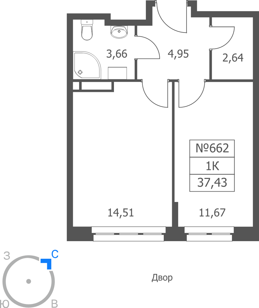 1 ккв 37,4 м²