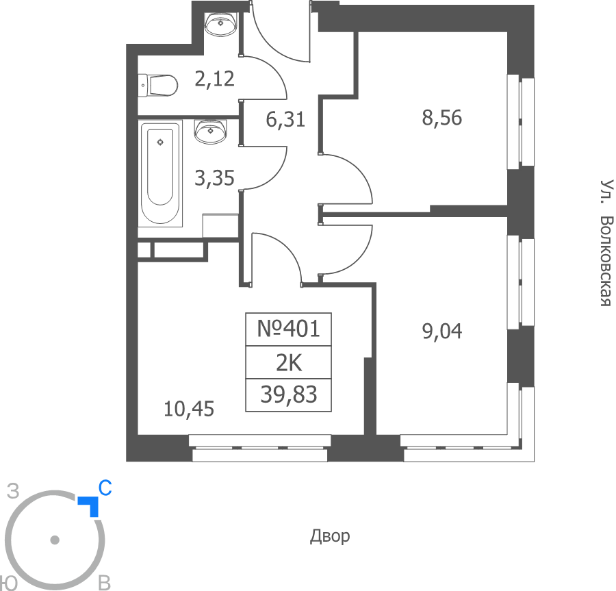 2 ккв 39,8 м²