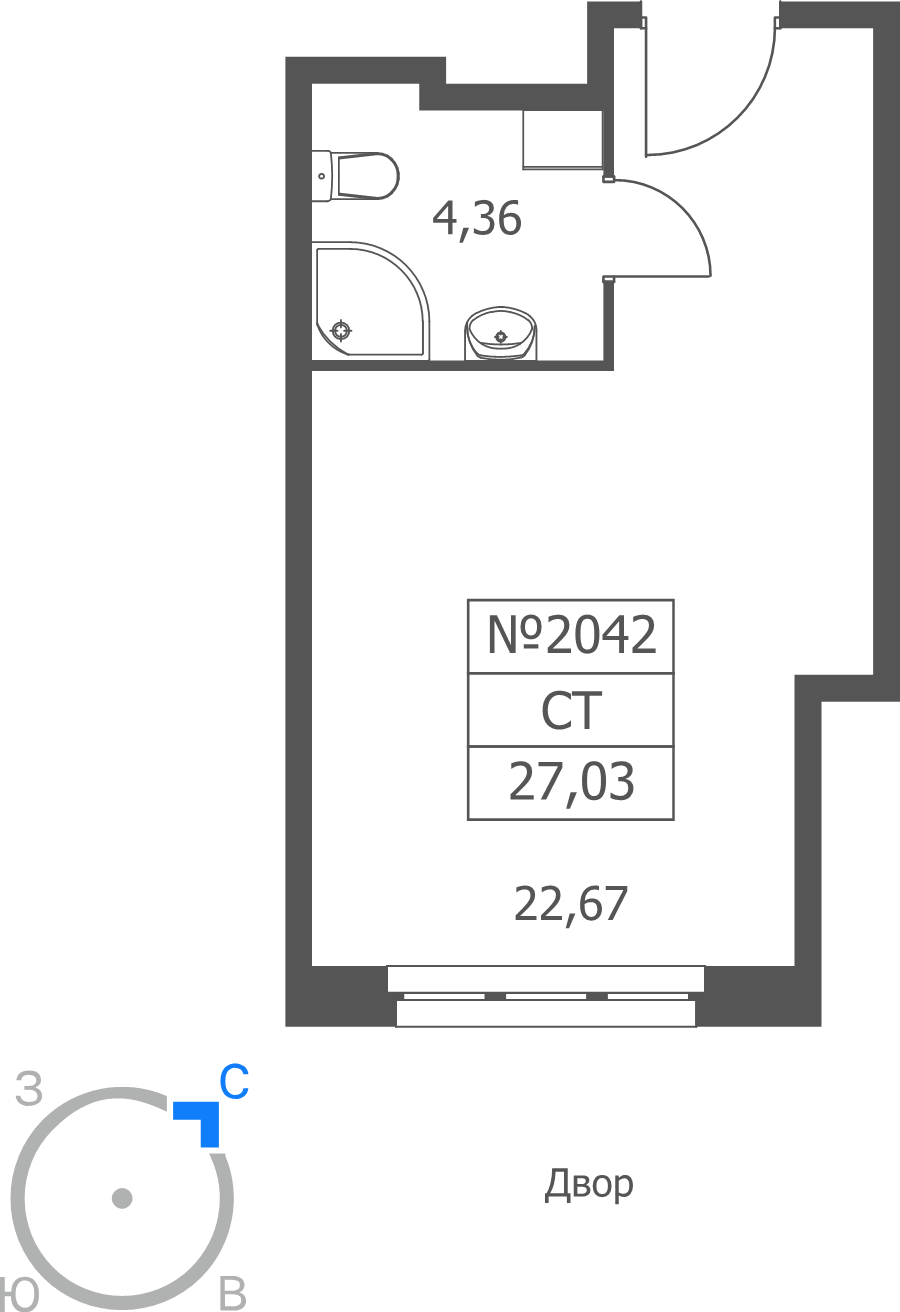 Студия 27 м²