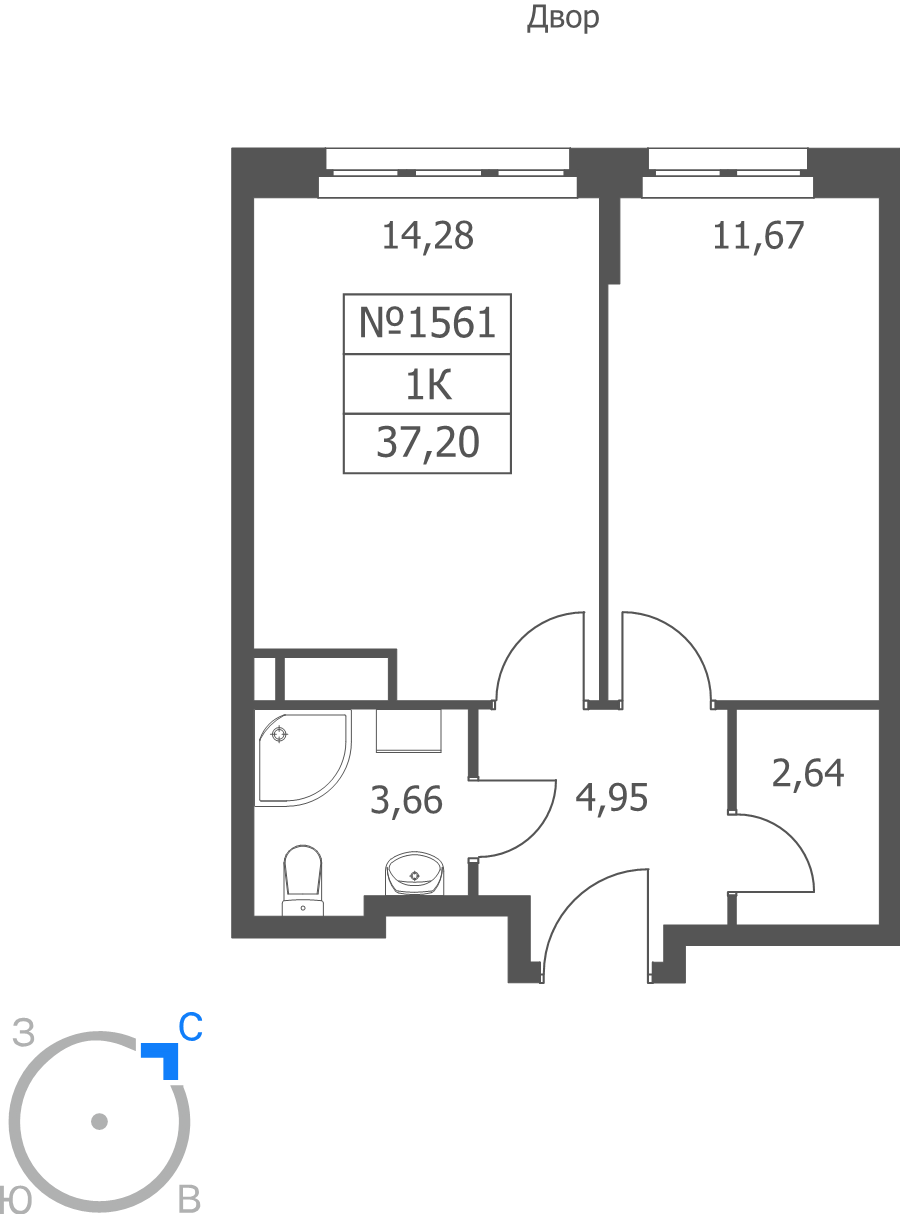 1 ккв 37,2 м²
