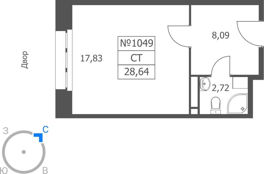 Студия 28,6 м²