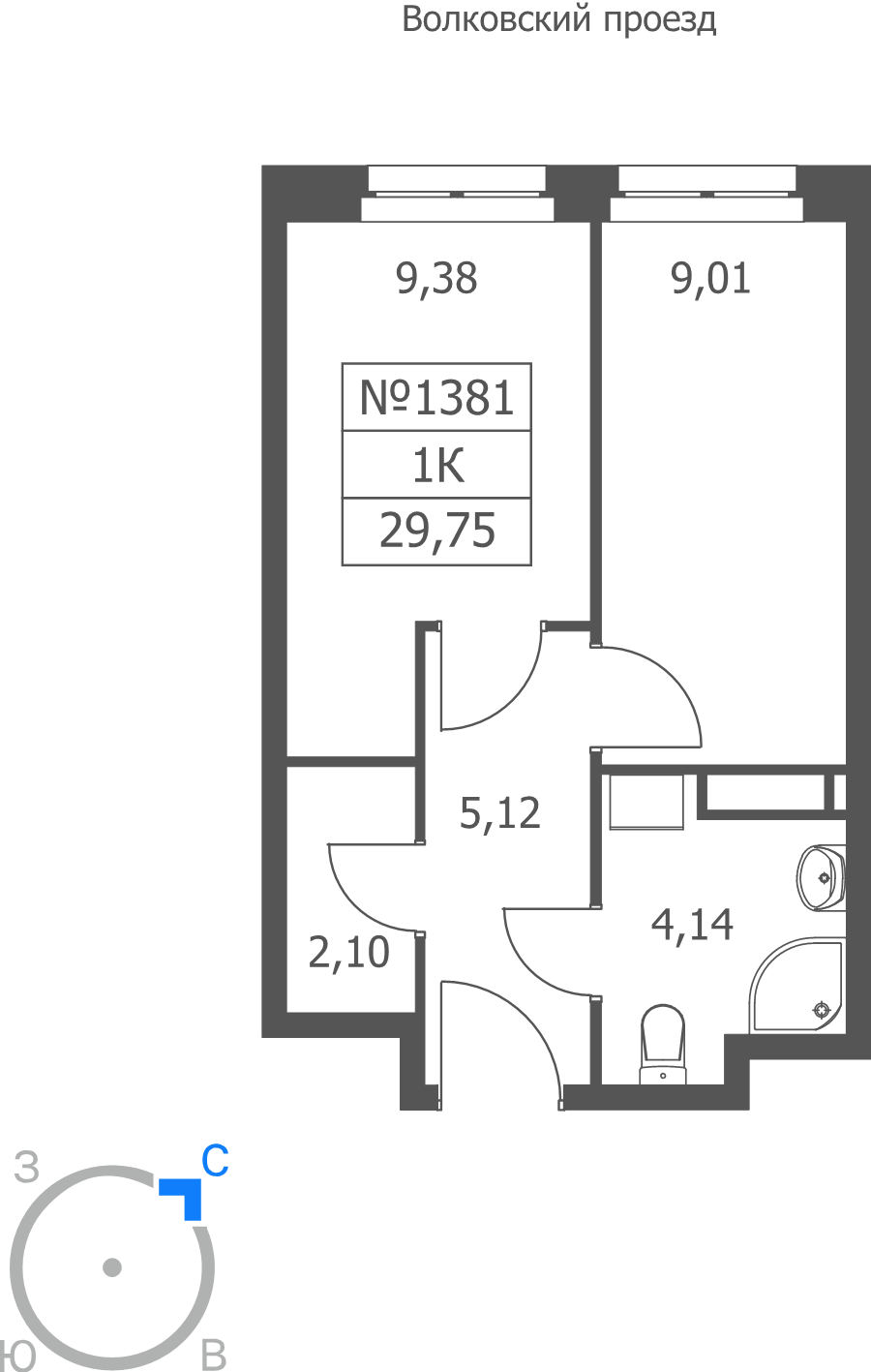 1 ккв 29,8 м²