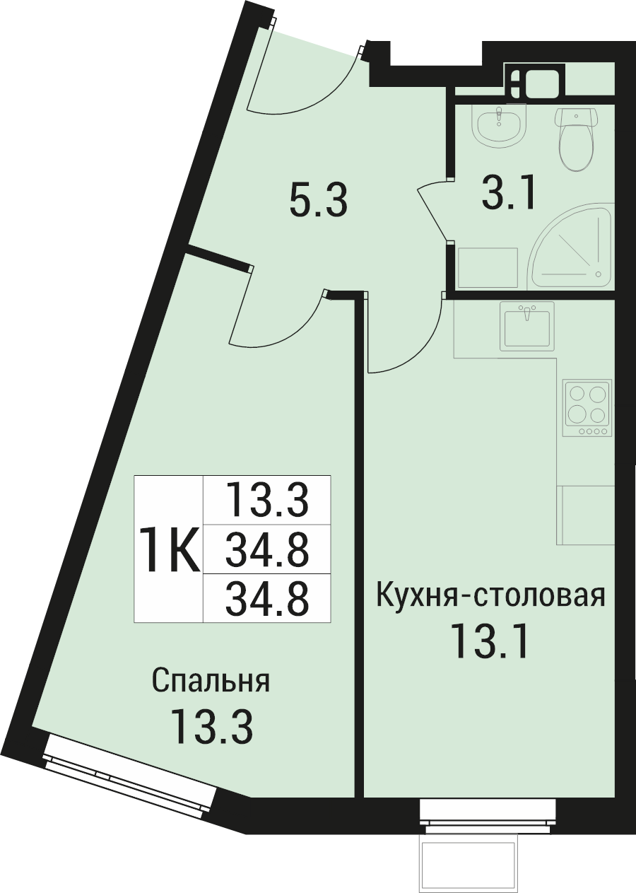 1 ккв 34,8 м²