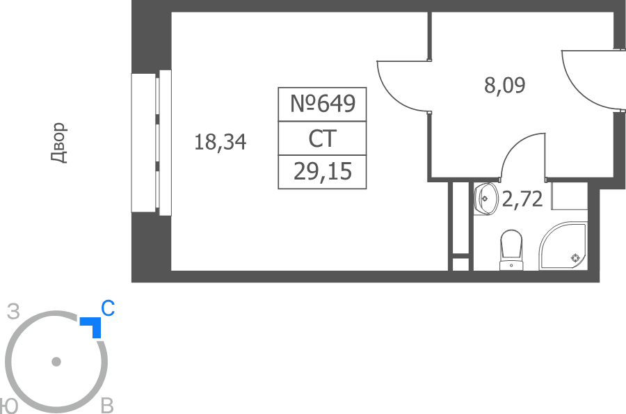 Студия 29,2 м²