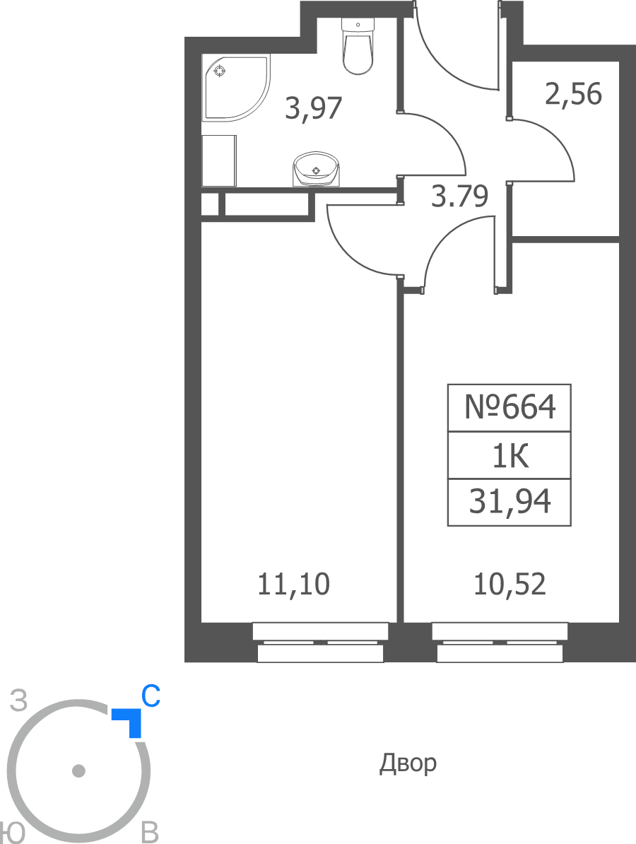 1 ккв 31,9 м²
