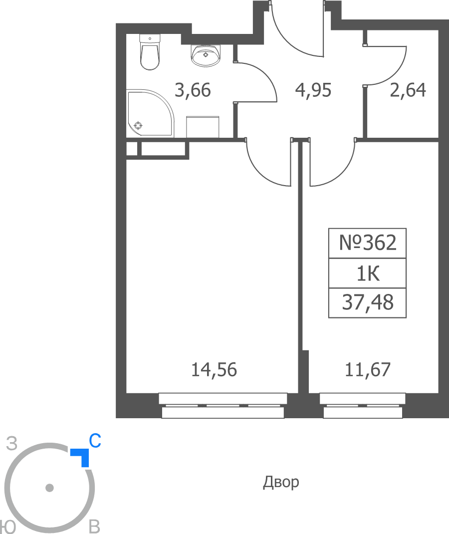 1 ккв 37,5 м²