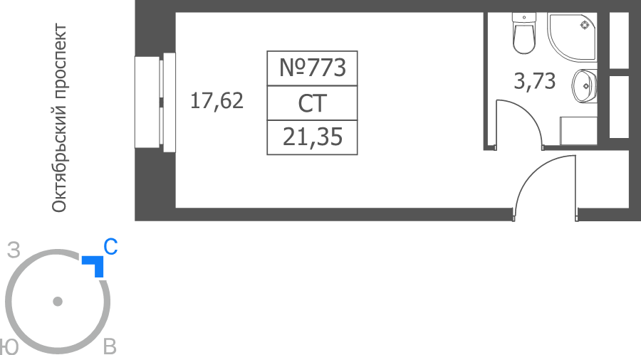 Студия 21,4 м²