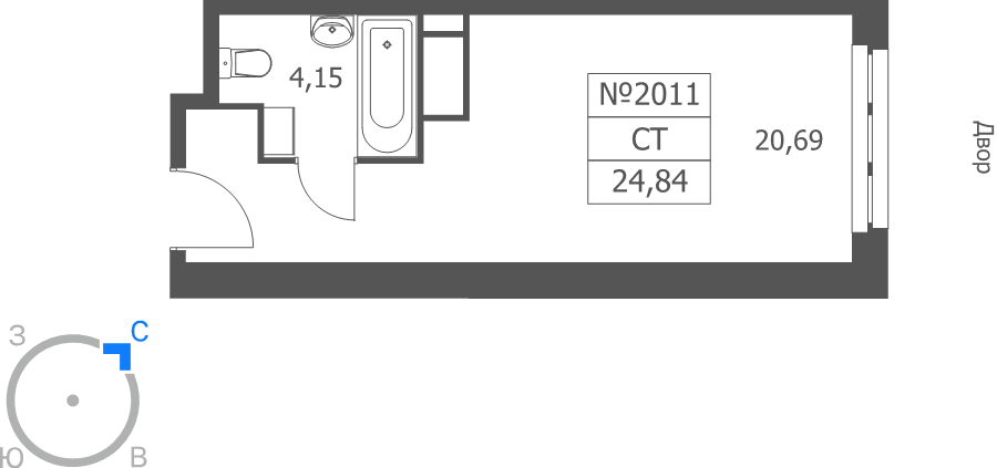 Студия 24,8 м²