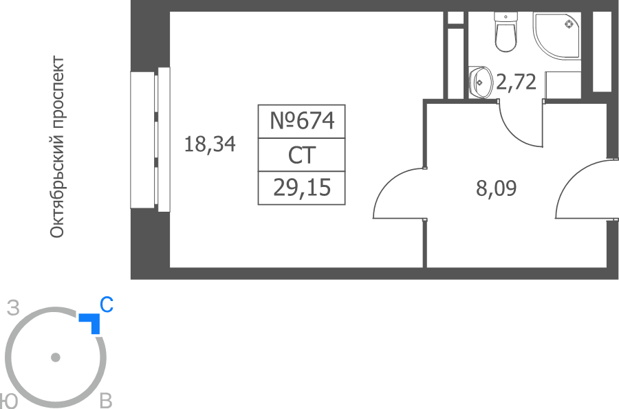 Студия 29,2 м²