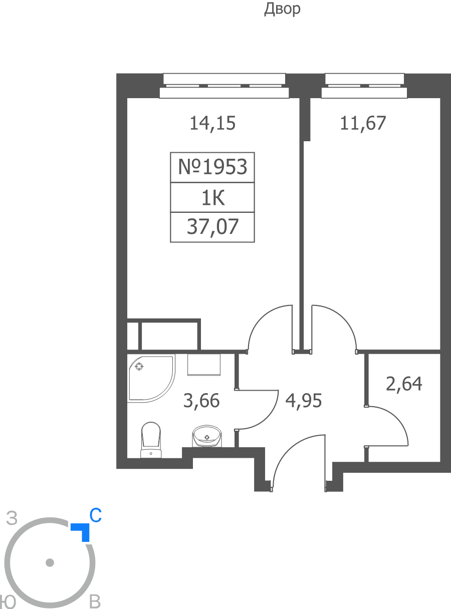 1 ккв 37,1 м²