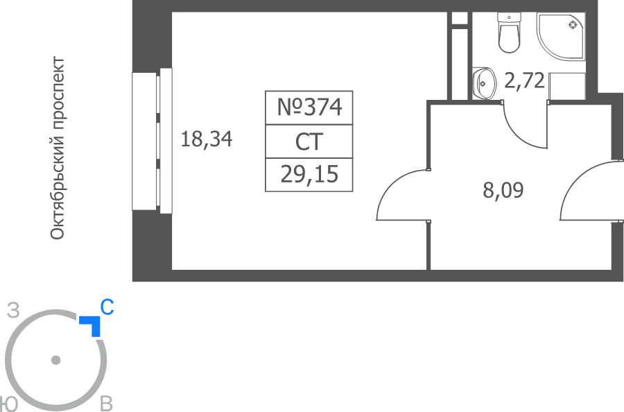 Студия 29,2 м²