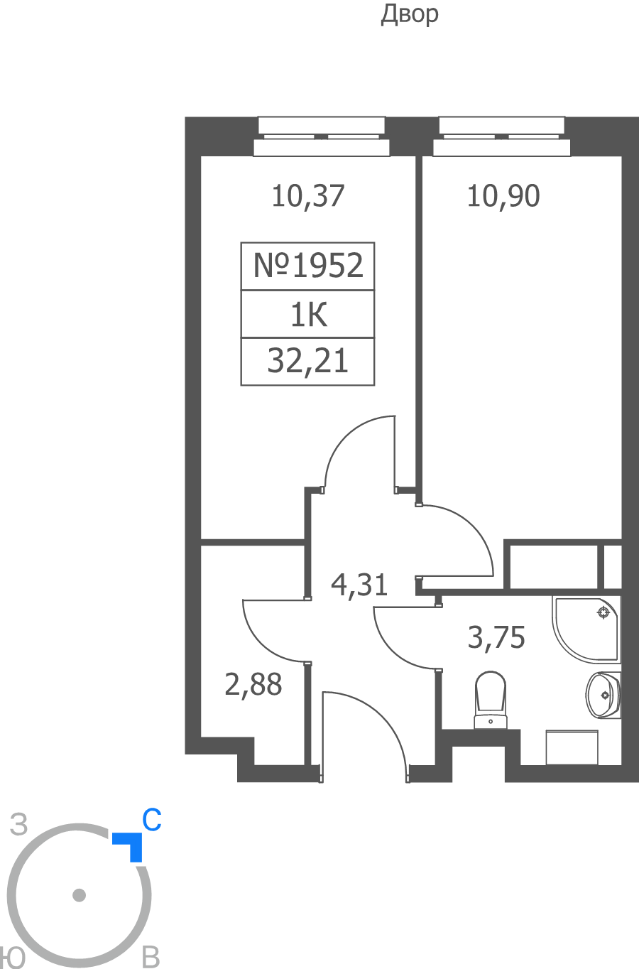 1 ккв 32,2 м²