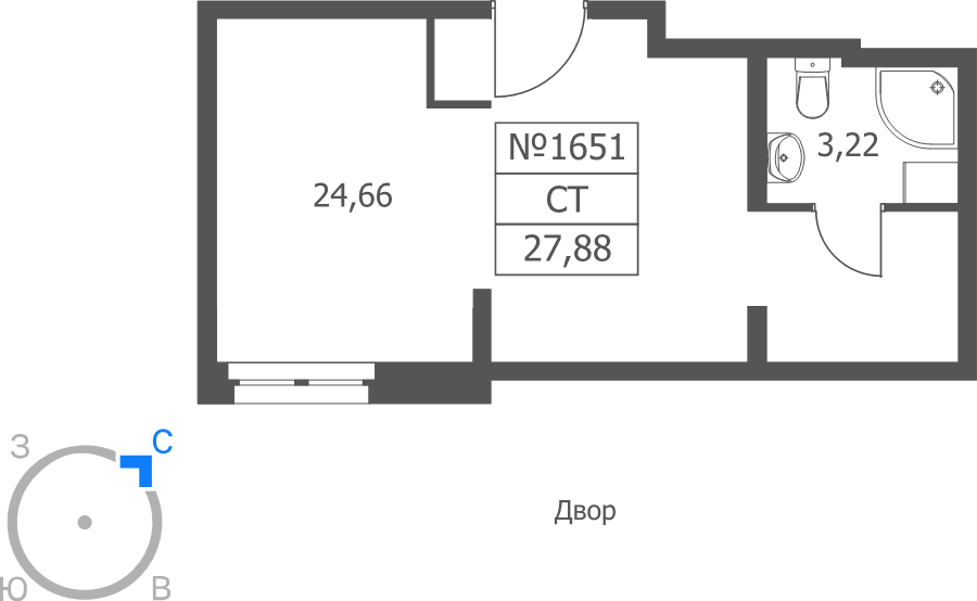 Студия 27,9 м²