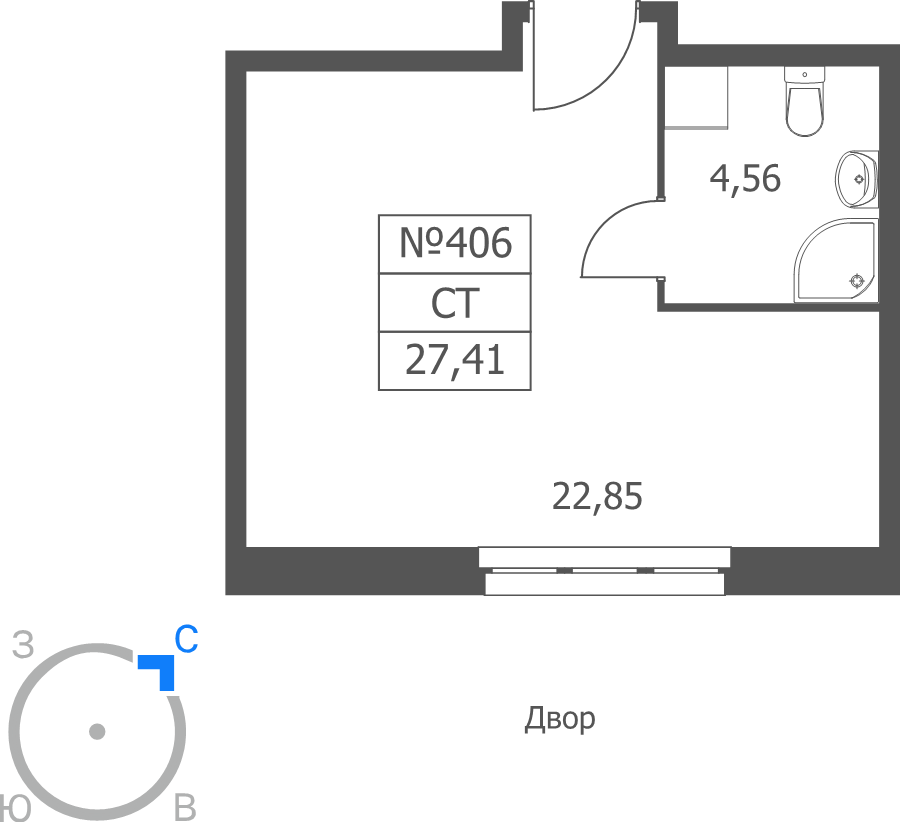 Студия 27,4 м²